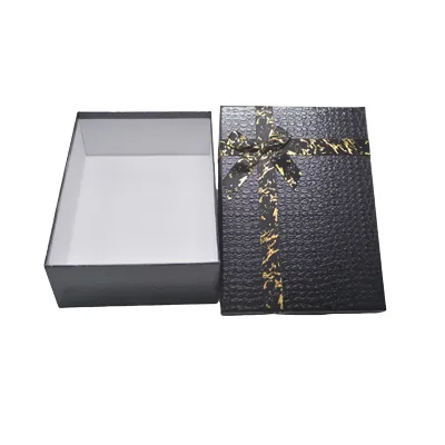 Boîtes cadeaux noires texturées 23x17x6,5cm – ruban or – Paquet de 4 - Boites cloches-6