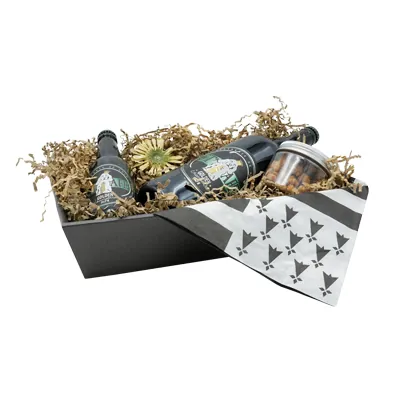Corbeille carton rectangulaire noir / brun 33 x 20 x 7,4 cm, paquet de 10 - Corbeilles carton-3
