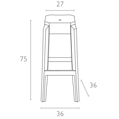 Tabouret plastique transparent Fox H 75 cm - Tabourets-3