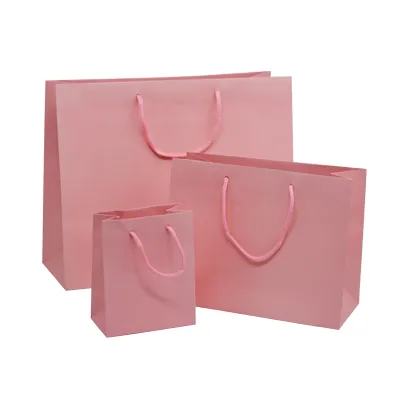 Sacs pelliculés rose poudré mat - Petit Modèle - Sacs pelliculés poignées cordelette-2