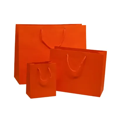 Sacs pelliculés à l'italienne orange passion mat - Petit Modèle - Sacs pelliculés poignées cordelette-2