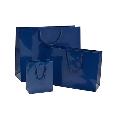 Sacs pelliculés à l'italienne bleu marine brillant - Grand Modèle - Sacs pelliculés poignées cordelette-2