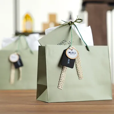 Sacs pelliculés à l'italienne vert tilleul mat - Petit Modèle - Sacs pelliculés poignées cordelette-2