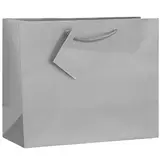 Sacs pelliculés argent mat - 13,5 + 6 x H 11 cm - Sacs pelliculés poignées cordelette
