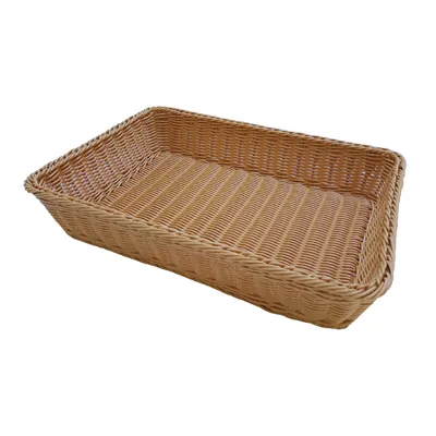 Corbeille manne rectangulaire plastique naturel 49 x 35 x 10 cm - Vanneries