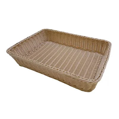 Corbeille manne rectangulaire plastique marron 49 x 35 x 10 cm - Vanneries