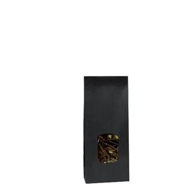 Sac SOS kraft noir avec fenêtre 250 ml 9 x 5 x 20,5 cm - Sachet SOS - Lot de 100 - Sacs SOS avec fenêtre