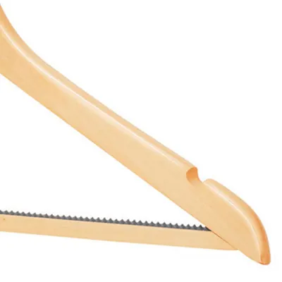 Cintre bois naturel avec barre antiglisse et encoches 44 cm - Cintre chemise - Cintre costume - Lot de 3 - Cintres bois-3