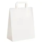 Sac kraft blanc poignées plates – 32 x 16 x 39 cm – Paquet de 50 - Sacs kraft blanc poignées plates