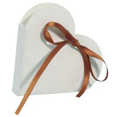 Contenant dragées coeur blanc 6,5 x 1,5 cm carton - Paquet de 10 - Boîtes dragées, Boîtes bonbons
