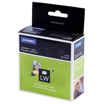 Etiquette repositionnable pour Dymo LabelWriter 19 x 51 mm - Blanc - Rouleau de 500 - Imprimantes Étiquettes