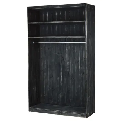 Armoire à vêtements bois noir charbonneux 120 x 45 x 200 cm - Ligne Tradition