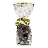 Sachet polypro Noël scintillant métallisé fond carton 10 x 22 cm 35µ - Sachet confiserie Noël - Sachet bonbons Noël - Lot de 100 - Sachets chocolats Noël