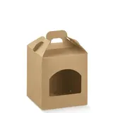 Valisette carton 1 pot kraft brun 9 x 9 x 10 cm - Coffret carton - Boîte cadeau avec fenêtre et poignée - Lot de 10 - Boites carton avec poignée