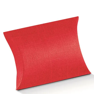 Boîte berlingot carton texturé 11 x 12 x 3,5 cm - Rouge - Pochette cadeau carton - Lot de 10 - Boites berlingots