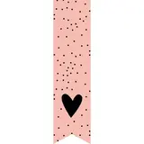 Etiquette fête des mères ferme-sac 35 x H 135 mm rose coeur noir - Sticker Fête des mères - Rouleau de 200 - Étiquettes et Bons cadeaux St Valentin