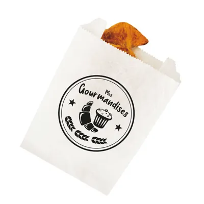 Sac croissant papier kraft blanc 14 x 7 x 28 cm Mes gourmandises - Sachet viennoiserie - Lot de 1000 - Sacs croissants, Sachets viennoiseries