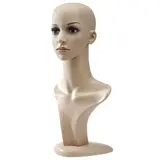 Tête mannequin femme maquillée avec torse H 52 cm Plastique - Tête pour perruque, chapeau - Chair - Têtes