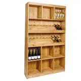 Étagère à vin bois massif 9 cases + 2 tablettes 119 x 30 x 200 cm - Meuble caviste - Étagères en bois