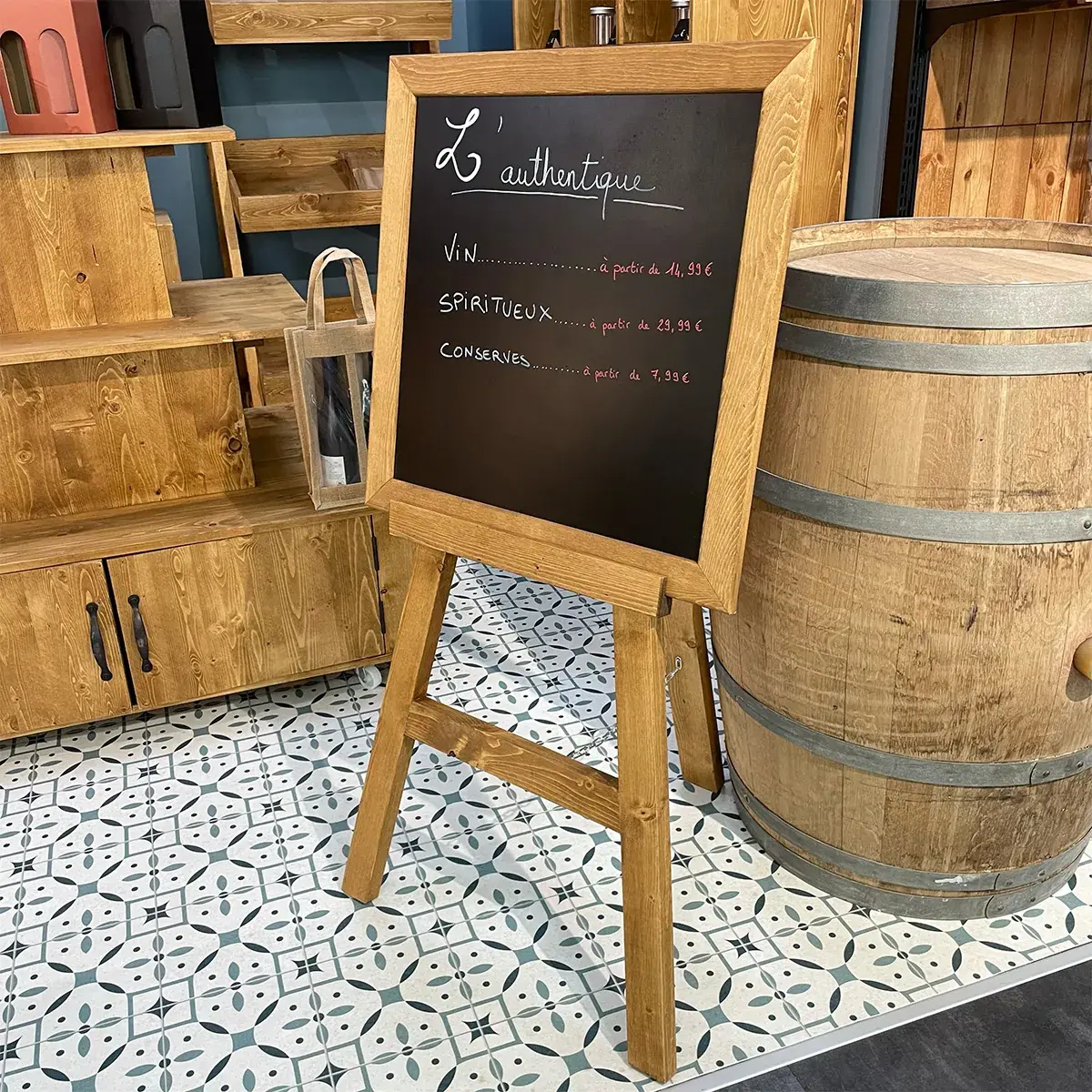 Chevalet trépied avec ardoise bois massif 60 x 120 cm - Chevalet ardoise pro - Ligne Authentique-2