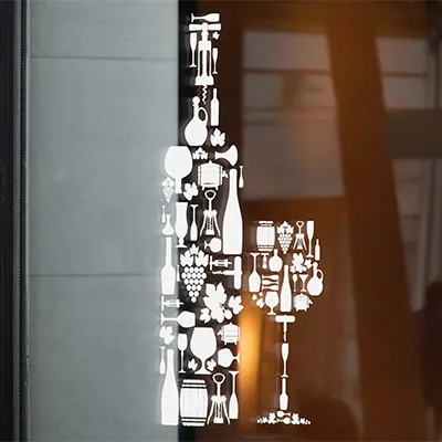 Vitrophanie électrostatique Bouteille et Verre - Déco cavistes Foire aux Vins-2