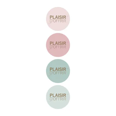Assortiment étiquettes adhésives Plaisir d'offrir combi douceur ø 35 mm - Paquet de 500  - Étiquettes cadeaux adhésives
