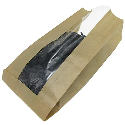 Sachet kraft avec fenêtre 1 kg 14 + 8 x 27 cm - Sac kraft sans poignée - Lot de 1000 - Sacs SOS avec fenêtre-2