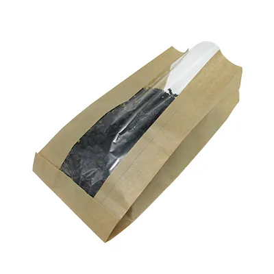 Sachet kraft avec fenêtre 4 kg 24 + 9,5 x 38 cm - Sac kraft sans poignée - Lot de 1000 - Sacs SOS avec fenêtre-3