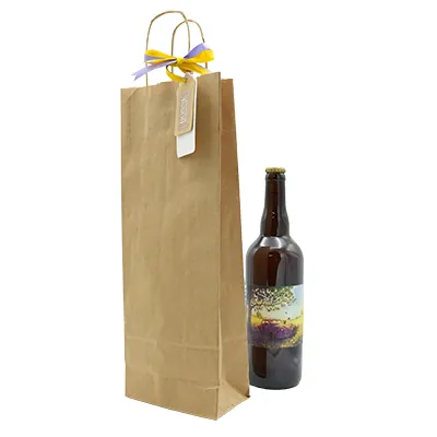 Sacs kraft vergé 1 bouteille - Sacs pour bouteilles de vin-2