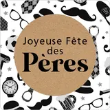 Étiquette cadeau adhésive Joyeuse Fête des Pères 35 x 35 mm Blanc / Noir - Boîte de 500 - Etiquettes fête des pères, Bons cadeaux fête des pères