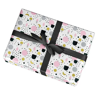 Papier cadeau féminin blanc motifs rose, noir & doré 70 cm x 50 m 70-80 g/m² – Le rouleau - Papier cadeaux couchés à motifs-2