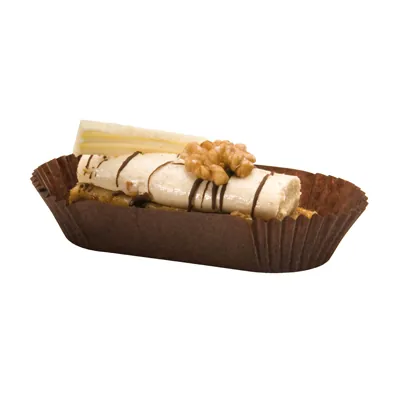 Caissette papier ingraissable ovale 115 x 55 x 25 mm - Caissette gâteau - Caissette pâtisserie - Marron / Brun - Lot de 1000 - Moules jetables, Caissettes papier