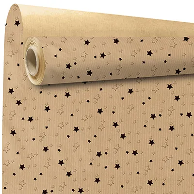 Papier cadeau kraft brun étoiles noires 70 cm x 100 m 60 g/m² - le rouleau - Papiers cadeaux kraft à motifs-2