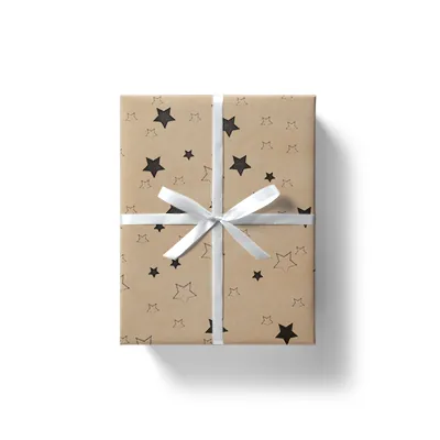 Papier cadeau kraft brun étoiles noires 70 cm x 100 m 60 g/m² - le rouleau - Papiers cadeaux kraft à motifs-4