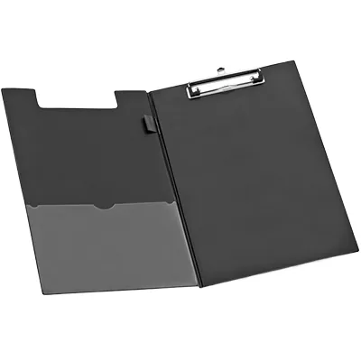 Porte-bloc à rabat A4+ noir avec pince et porte-stylo - 36,5 x 23,5 cm - Porte-blocs, Sacoches, Trolleys
