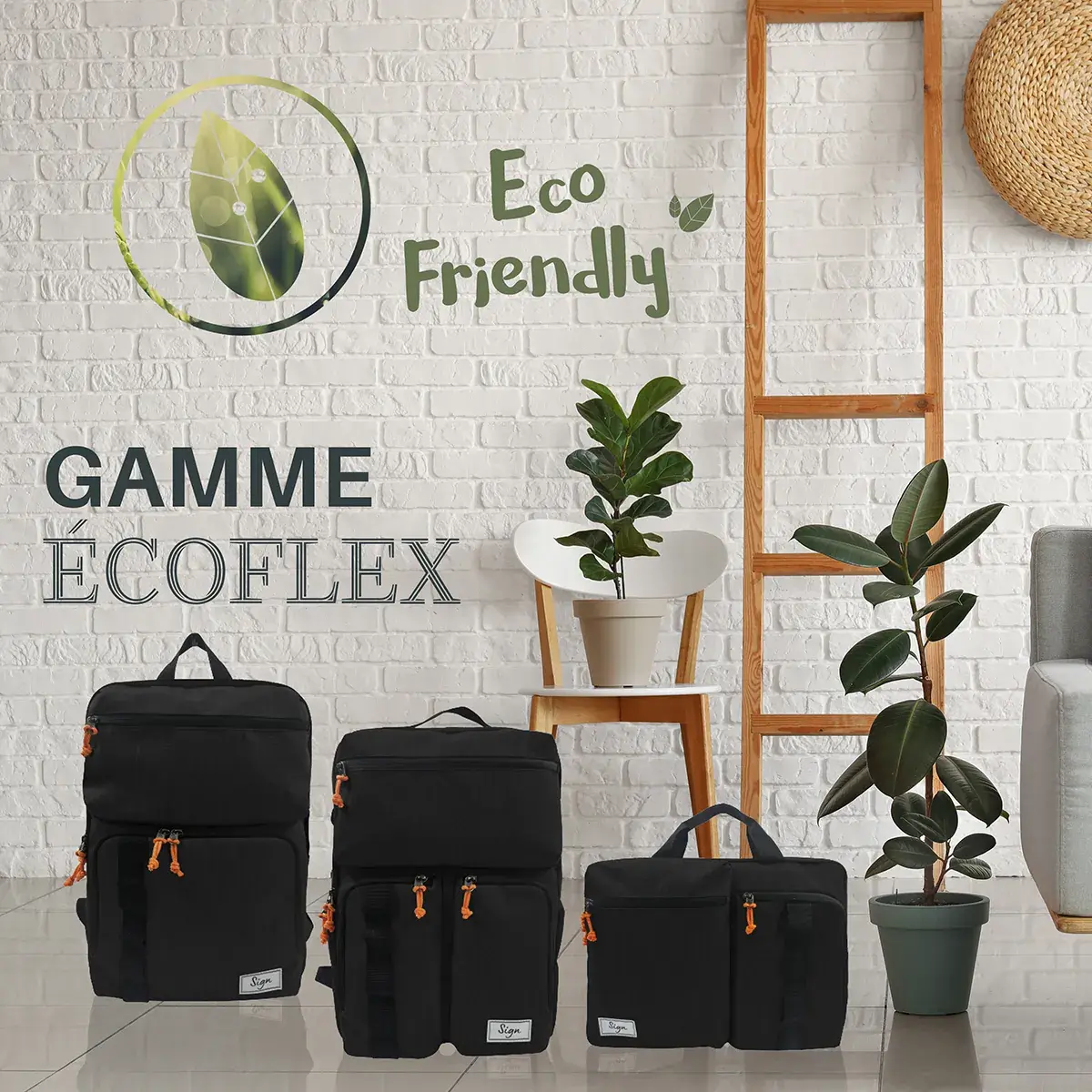 Sac à dos ordinateur 15.6 Sign EcoFlex noir recyclé 45x30cm - Porte-blocs et Porte-documents-2