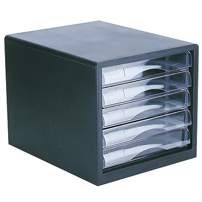 Organiseur de bureau - Module de classement A4 5 tiroirs noir / transparent - Modules de classement