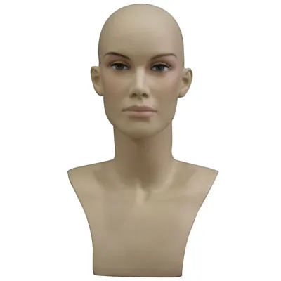 Tête mannequin femme avec torse H 42 cm Fibre de verre - Tête pour perruque, chapeau - Chair - Têtes