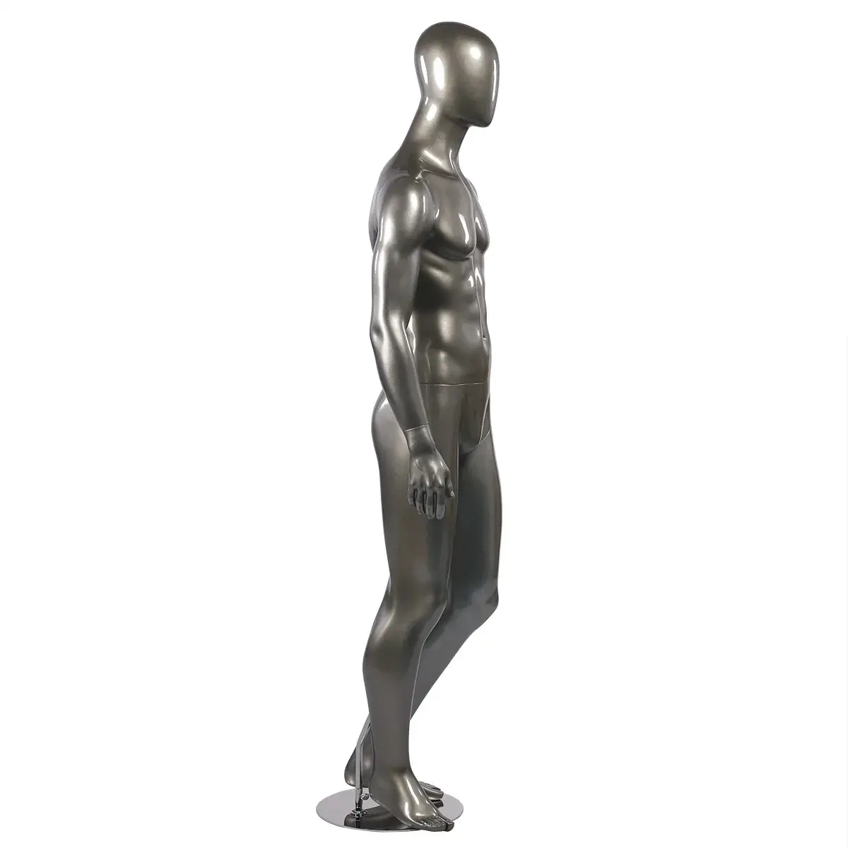 Mannequin homme finition laquée H 184 cm fibre de verre - Gris métal - Mannequins hommes-2