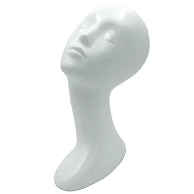 Tête mannequin femme abstrait H 33 cm Fibre de verre - Tête pour perruque, chapeau - Blanc laqué - Têtes