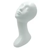 Tête mannequin femme abstrait H 33 cm Fibre de verre - Tête pour perruque, chapeau - Blanc laqué - Têtes