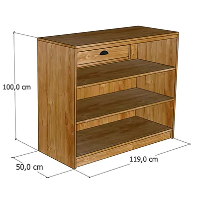 Comptoir caisse 119 x 50 x 100 cm pin massif FSC – Comptoir magasin/boutique - Ligne Authentique-2