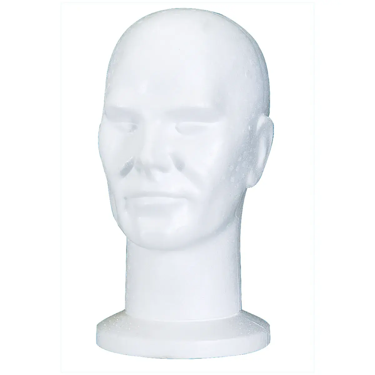 Tête mannequin homme polystyrène H 31,5 cm - Tête pour perruque, chapeau - Blanc - Têtes