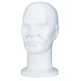 Tête mannequin homme polystyrène H 31,5 cm - Tête pour perruque, chapeau - Blanc - Têtes