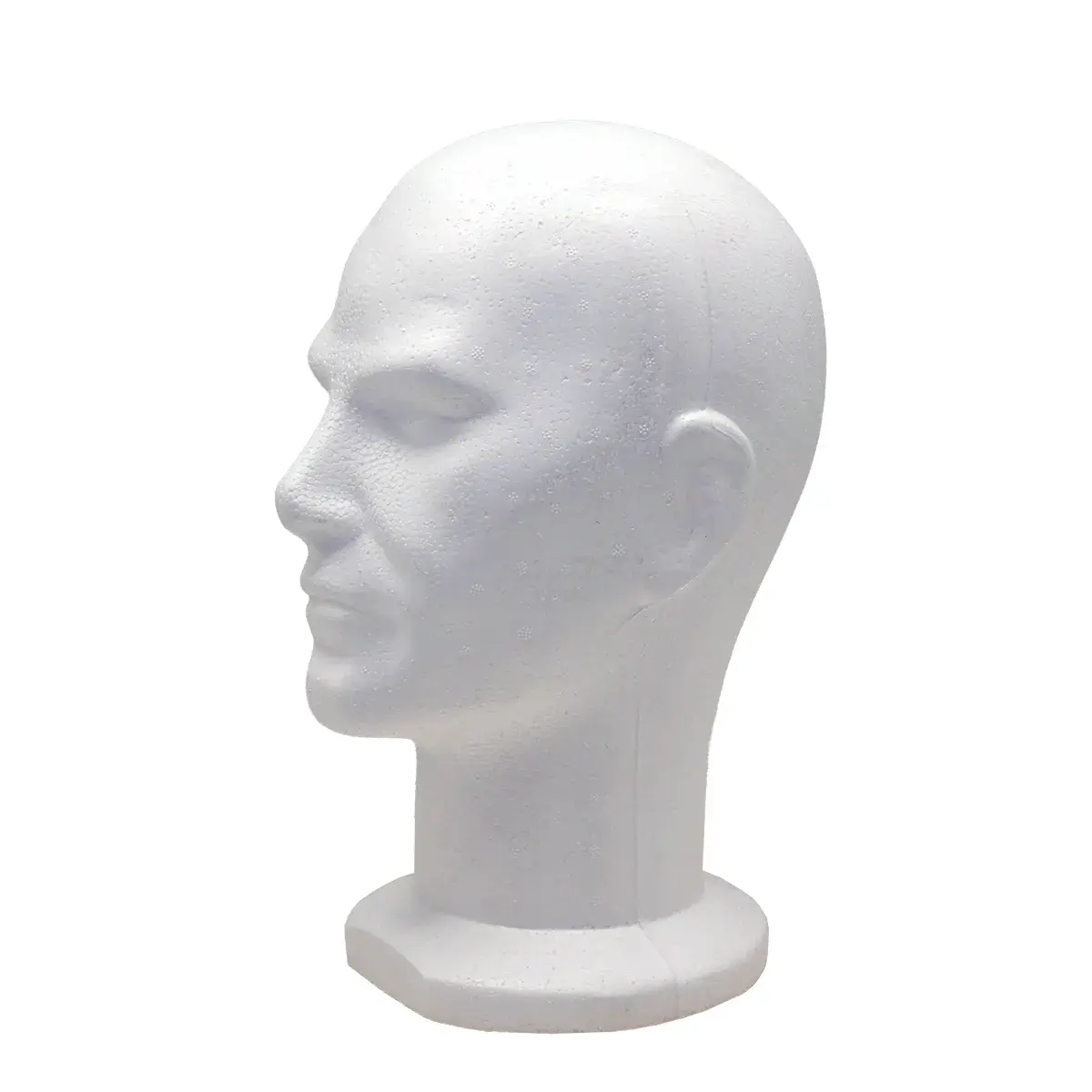 Tête mannequin homme polystyrène H 31,5 cm - Tête pour perruque, chapeau - Blanc - Têtes-4