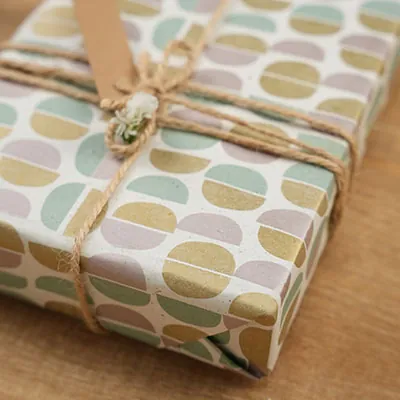 Papier cadeau Art Déco Pastel en herbe 70 cm x 50 m, 65 g/m² - Papiers cadeaux kraft à motifs-3