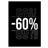 Etiquette -60% à trou 50 x 70 mm - Etiquettes Soldes - Paquet de 100 - Black Friday