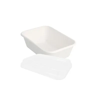 Barquette plastique avec couvercle séparé 13,5 x 9,6 x 4,2 cm - Barquette bagasse - Blanc - Lot de 50 - Barquettes plastique