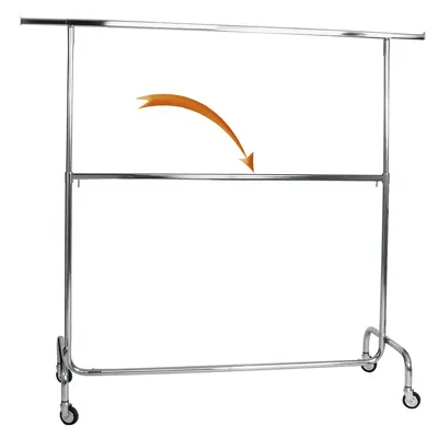 Barre intermédiaire L 140 cm pour portant droit spécial charge lourde, chromée - Portants à vêtements droits