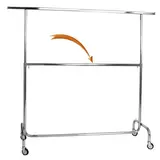 Barre intermédiaire L 140 cm pour portant droit spécial charge lourde, chromée - Portants à vêtements droits